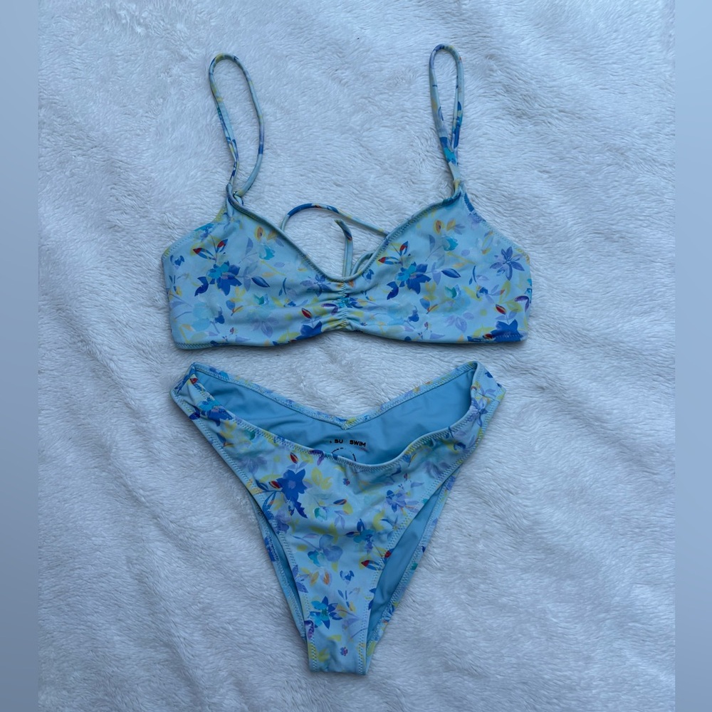 PacSun Blue Floral Bikini Set